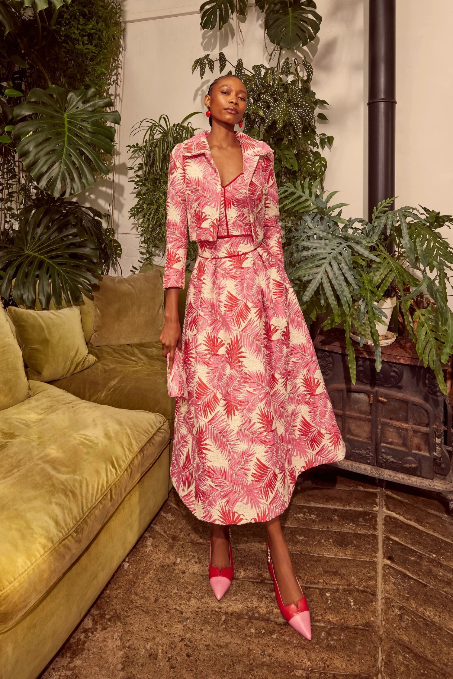 Remy Cropped Jacket Palm Jacquard - Image 2