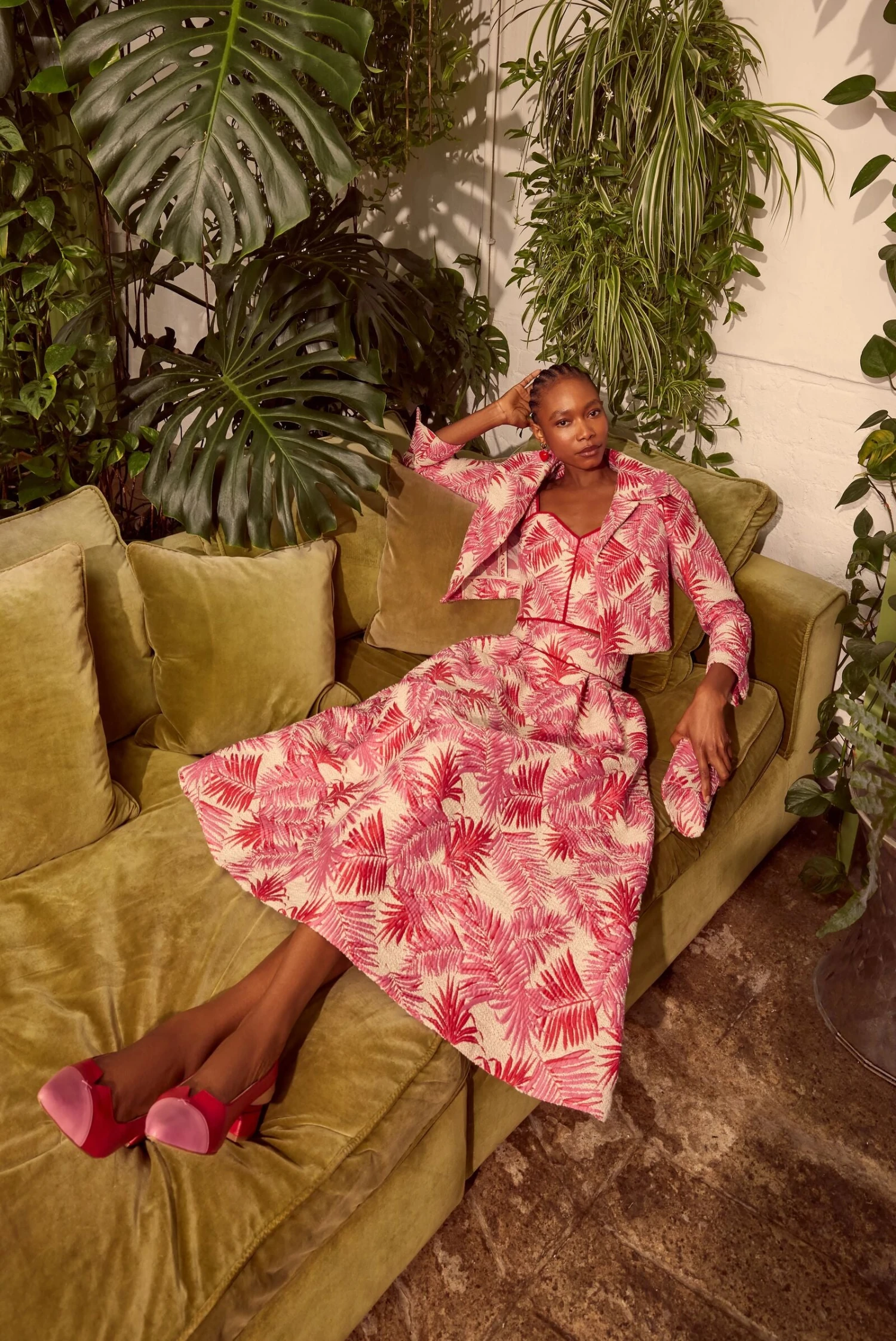 Remy 50s Midi Skirt Palm Jacquard - Image 3