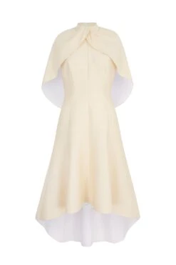 Viola Cape Dress Lemon And White