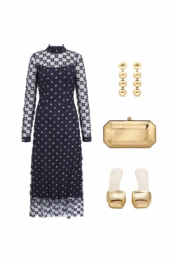 Keres Dress Navy Appliqué Daisy Lace 11 Keres Dress Navy Appliqué Daisy Lace -Lady Style Wear WebSizeTemp 10