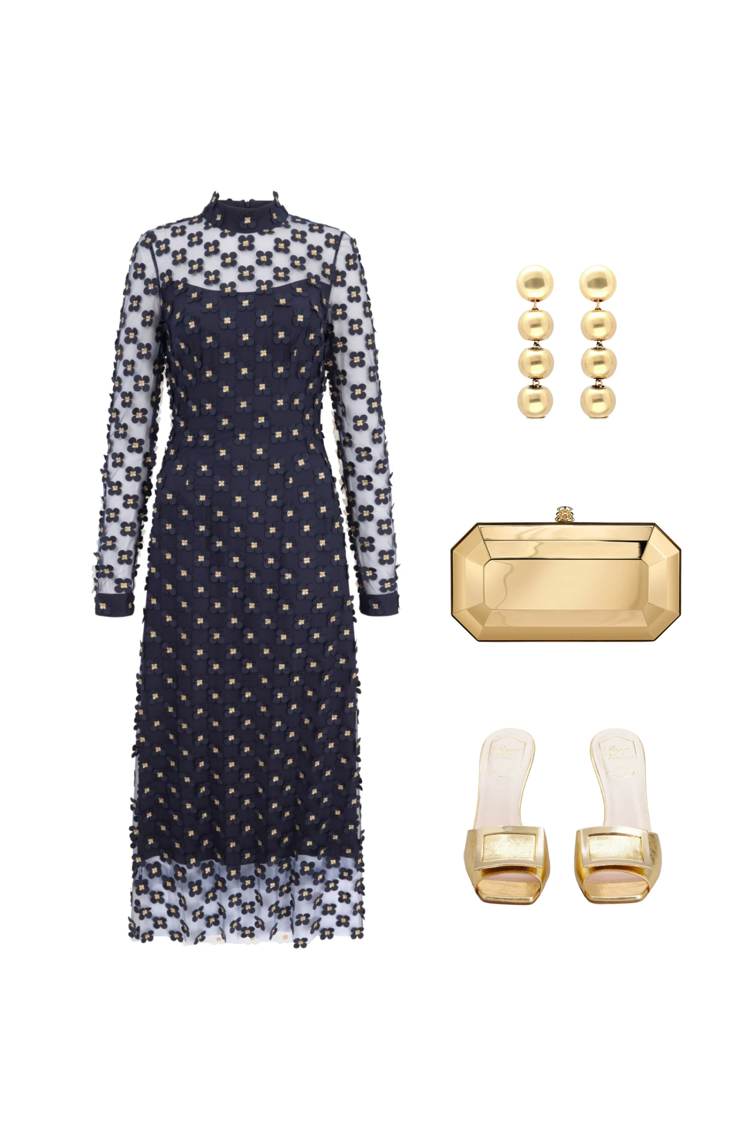 Keres Dress Navy Appliqué Daisy Lace 7 Keres Dress Navy Appliqué Daisy Lace - Image 5