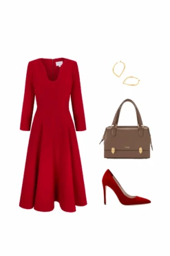 Arlena Midi Dress Ruby Cloqué -Lady Style Wear WebSizeTemp 14