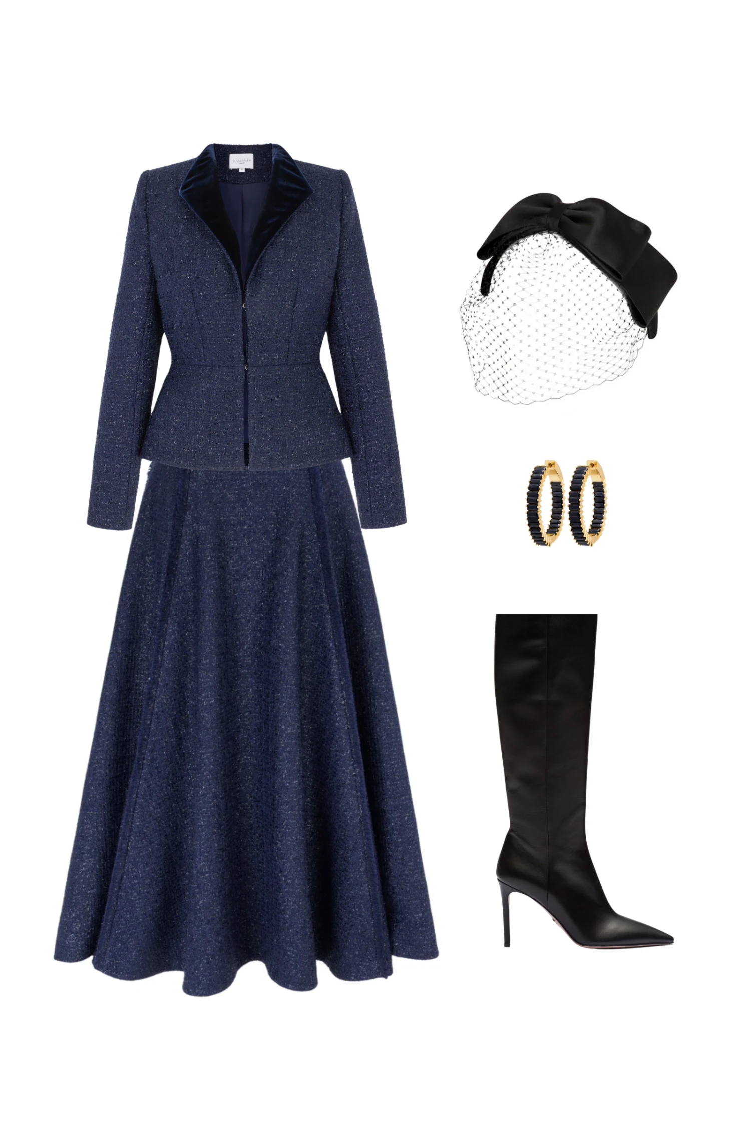 Zelda Full Skirt Metallic Navy Tweed 7 Zelda Full Skirt Metallic Navy Tweed - Image 5