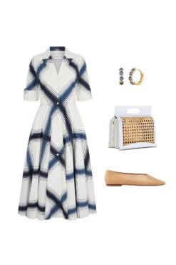 Edith Check Cotton Shirt Dress White -Lady Style Wear WebSizeTemp 2 1d833211 be7d 4e07 b920 00f319a01ea1