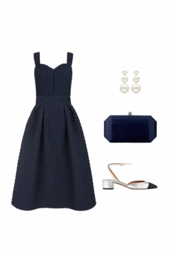 Remy Structured Bodice Top Navy Diamond Cloqué -Lady Style Wear WebSizeTemp 5