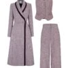 Houndstooth Checked 3 Piece Suit Heather