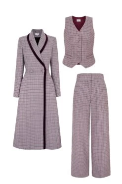 Houndstooth Checked 3 Piece Suit Heather