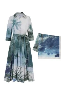 Harbour Island Shirt Dress & Scarf Set
