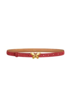 Butterfly Red Suede Belt X Sonia Petroff