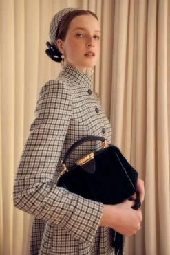 Lady Style Wear -Lady Style Wear Winchester Coat Monochrome Houndstooth model 4 Product Page Web Size