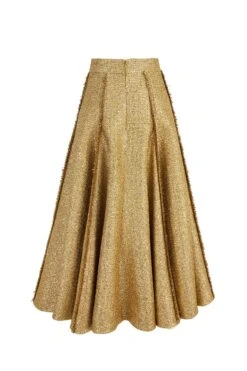 Zelda Full Skirt Gold Tweed -Lady Style Wear ZeldaskirtgoldtweedbackWEB