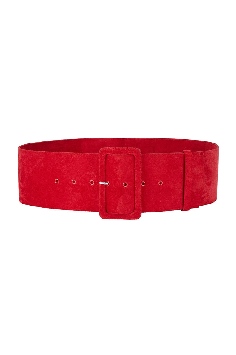 Red Suede Wide Waist Belt 3 Red Suede Wide Waist Belt