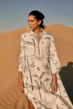 Pandora Bahamas Long Cotton Kaftan Dress & Tote Bag X Susannah Garrod -Lady Style Wear temp 1RzrqcM
