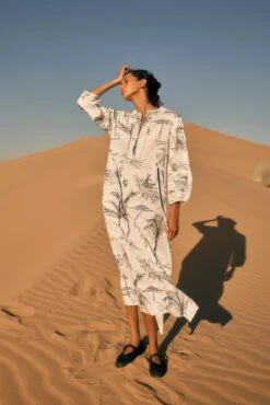 Pandora Bahamas Long Cotton Kaftan Dress & Tote Bag X Susannah Garrod -Lady Style Wear temp nVpIJde